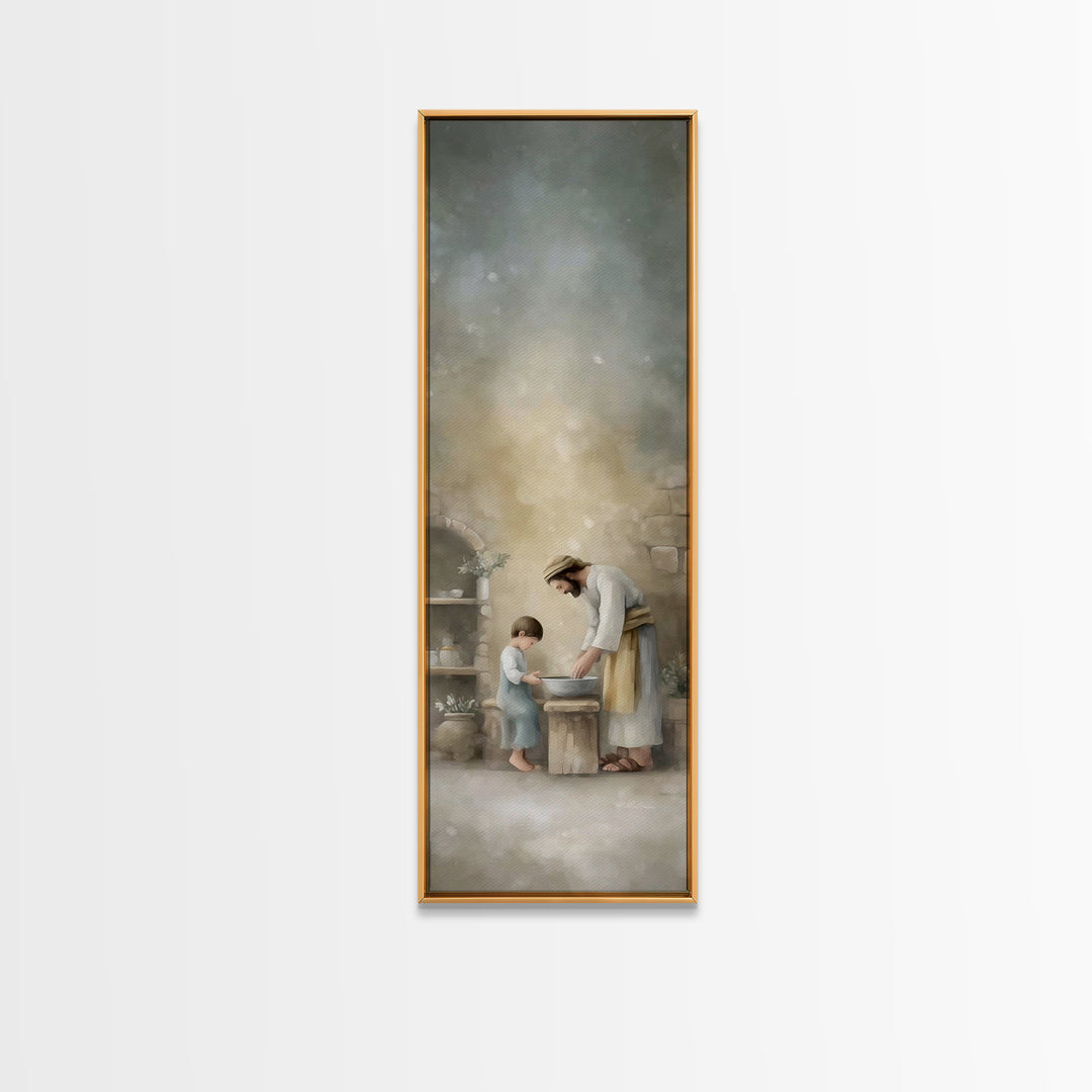 Humble Lessons | Framed Canvas Print | Christian Wall Art | Skinny Art | Christian Art Canvas | Jesus Painting | Christmas Art