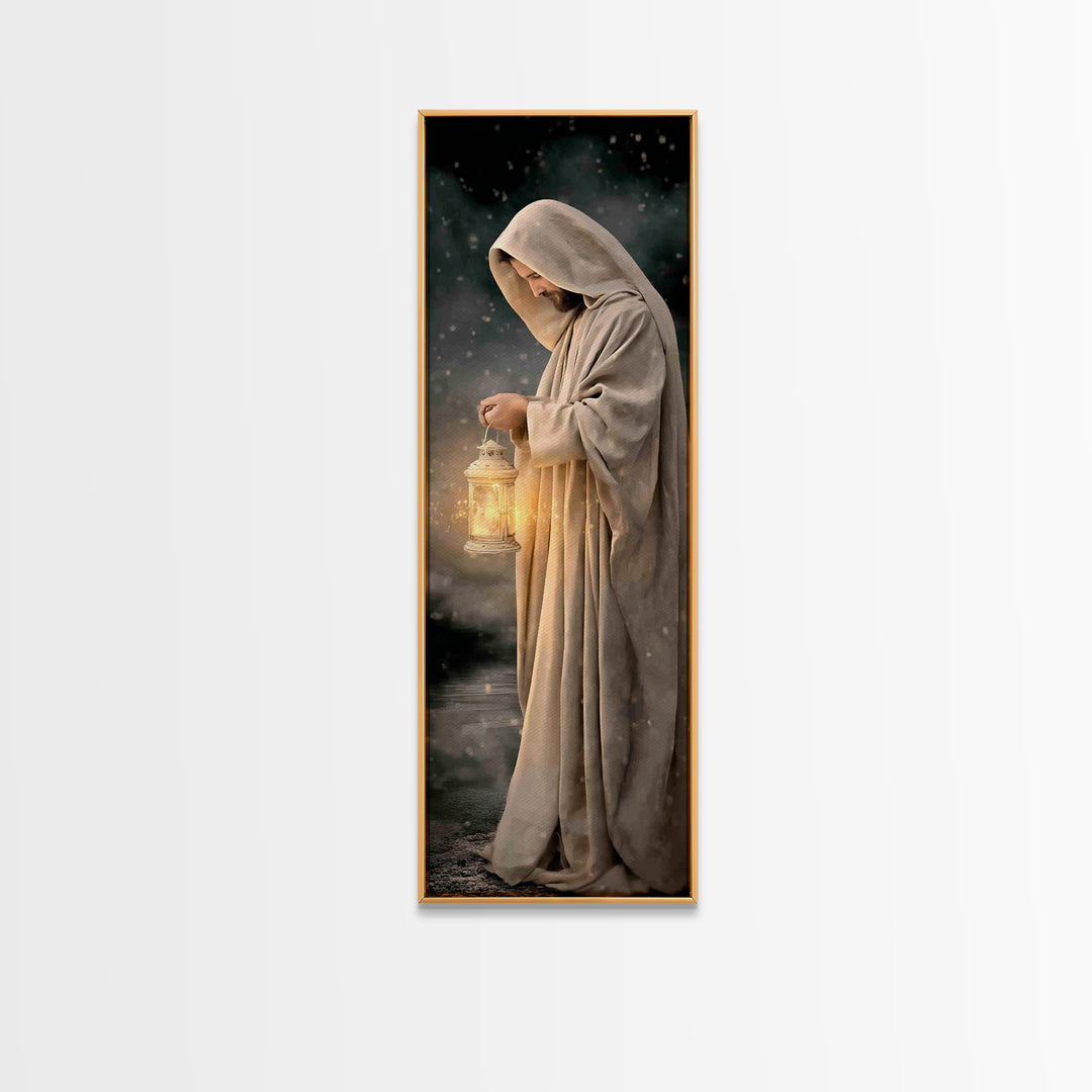 Path Of Warmth – Framed Canvas Print – Christian Wall Art – Christian Art Canvas – Jesus Painting – Skinny Art – Modern Christian Art – Nar