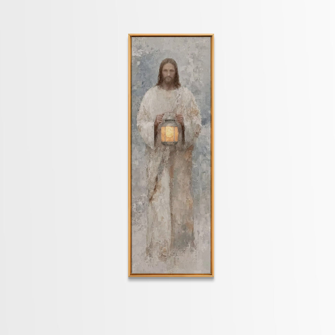 Calm Midnight Guide – Framed Canvas Print – Christian Wall Art – Jesus Painting – Christian Art Canvas – Skinny Art – Narrow Art – Modern C