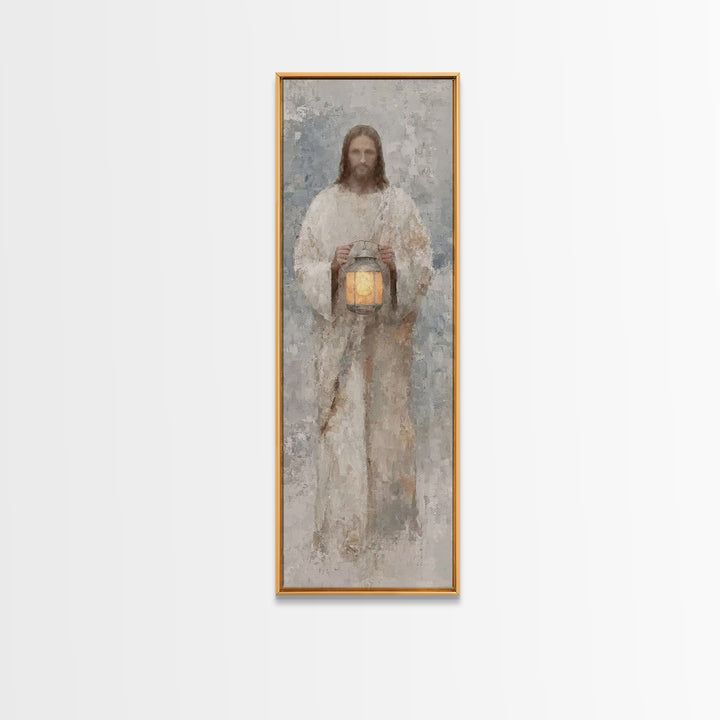 Calm Midnight Guide – Framed Canvas Print – Christian Wall Art – Jesus Painting – Christian Art Canvas – Skinny Art – Narrow Art – Modern C