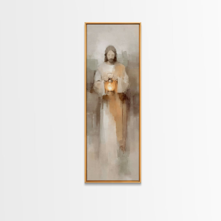 Stillness Of Light – Framed Canvas Print – Christian Art Canvas – Jesus Painting – Christian Wall Art – Skinny Art – Narrow Art – Modern Ch