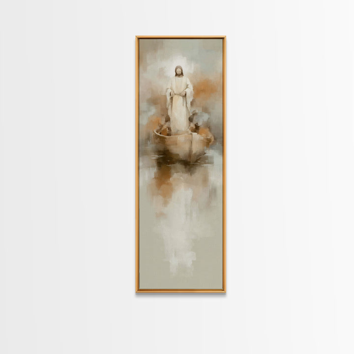 Harbor Of Peace – Framed Canvas Print – Tall Skinny Art Print – Christian Wall Art – Jesus Painting – Christian Art Canvas – Christmas Art