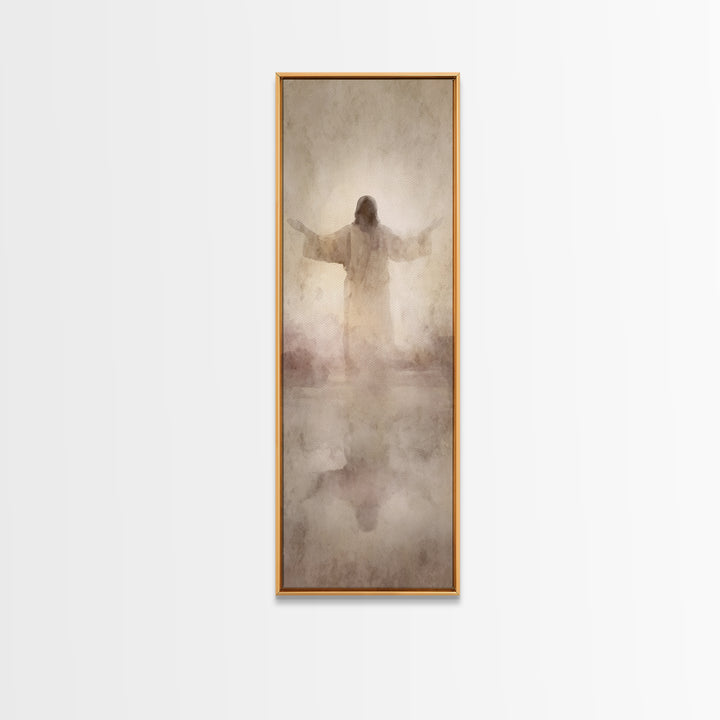 Radiant Dawn Calm | Framed Canvas Print | Narrow Art | Christian Art Canvas | Jesus Painting | Christian Christmas Art | Modern Christian A