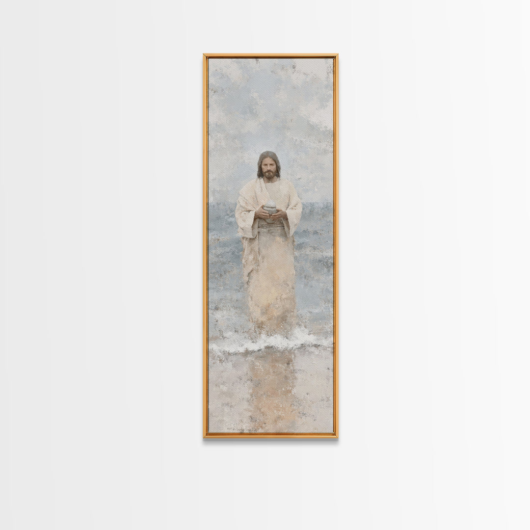 Heavenly Tide Path – Framed Canvas Print – Tall Narrow Wall Art – Christian Art Print – Jesus Painting – Christian Art Canvas – Christmas A