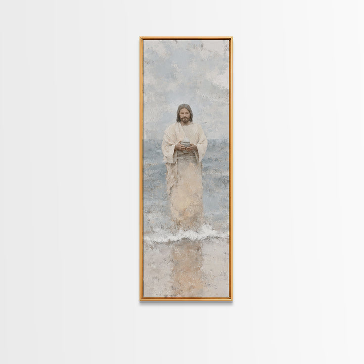 Heavenly Tide Path – Framed Canvas Print – Tall Narrow Wall Art – Christian Art Print – Jesus Painting – Christian Art Canvas – Christmas A