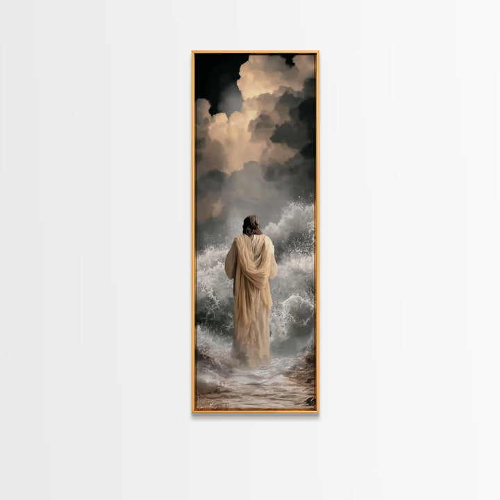 Eternal Sea Quiet | Framed Canvas Print | Skinny Art | Christian Wall Art | Jesus Painting | Christian Art Work | Christmas Art