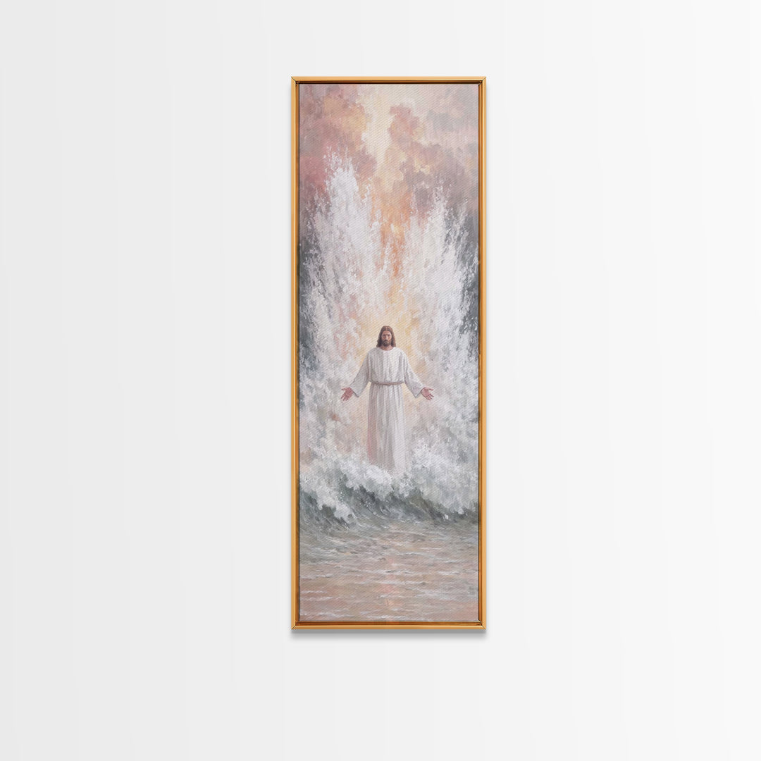 Heavenly Ascent | Framed Canvas Print | Tall Narrow Wall Art | Christian Wall Art | Jesus Painting | Christian Art Canvas | Christmas Art