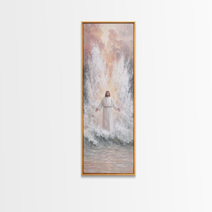Heavenly Ascent | Framed Canvas Print | Tall Narrow Wall Art | Christian Wall Art | Jesus Painting | Christian Art Canvas | Christmas Art