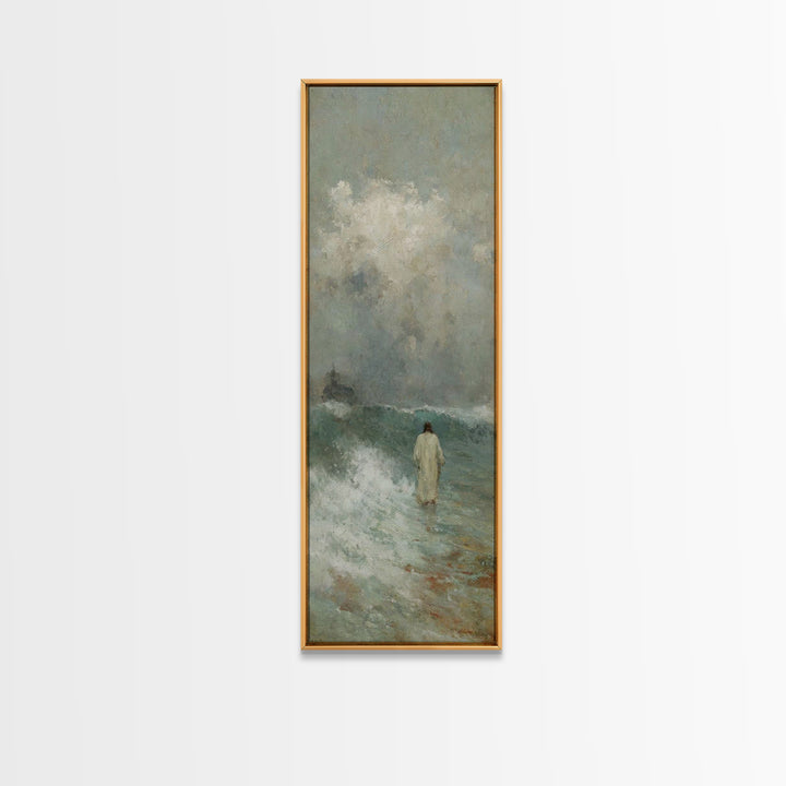 Stormless Grace, Framed Canvas Print, Tall Skinny Art Print, Christian Wall Art, Jesus Painting, Christian Canvas, Christmas Art