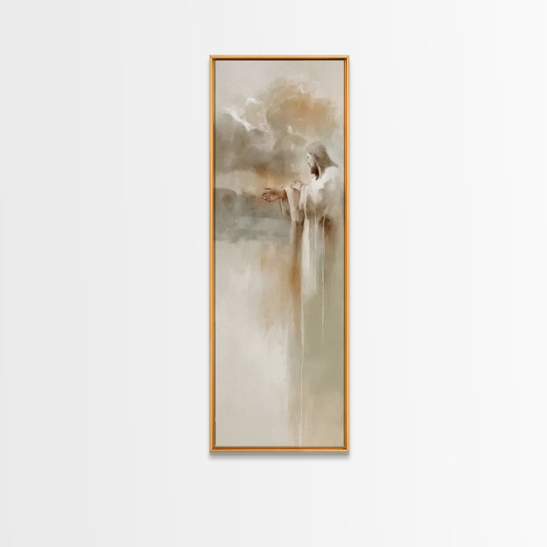 Clouds of Mercy – Framed Canvas Print – Tall Narrow Wall Art – Christian Art Work – Jesus Painting – Christian Gift – Christmas Art
