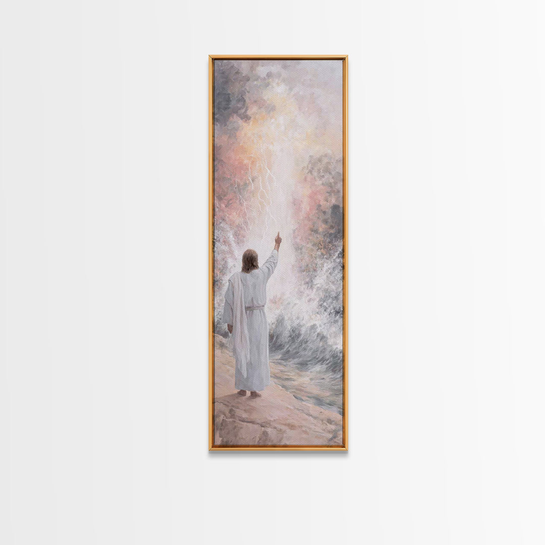 Light of Promise, Framed Canvas Print, Narrow Art, Christian Art Canvas, Jesus Painting, Christian Gift Ideas, Christmas Decor