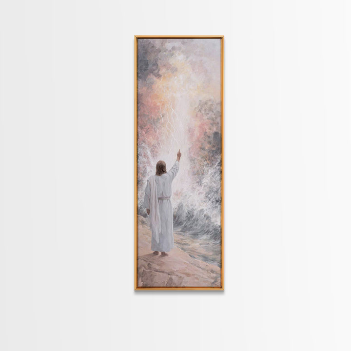 Light of Promise, Framed Canvas Print, Narrow Art, Christian Art Canvas, Jesus Painting, Christian Gift Ideas, Christmas Decor
