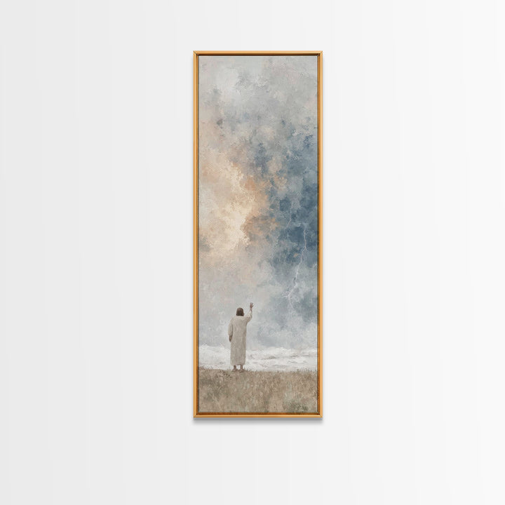 Thunder Glory | Framed Canvas Print | Tall Skinny Art Print | Christian Wall Art | Jesus Painting | Christian Christmas Art | Christian Dec