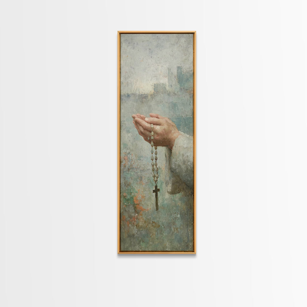 Hands Of Devotion – Framed Canvas Print – Christian Art Canvas – Christian Wall Art – Narrow Art – Christian Art – Christian Decoration – C
