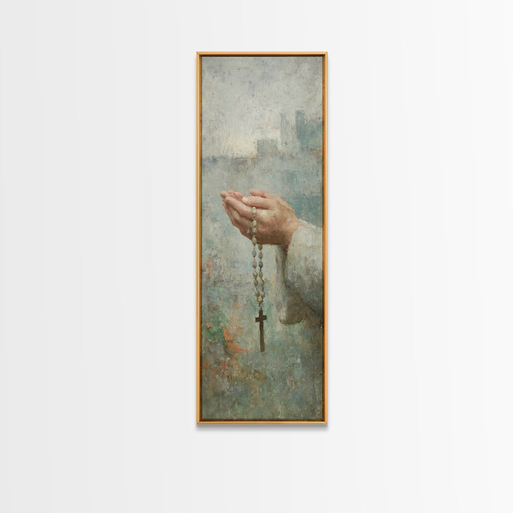 Hands Of Devotion – Framed Canvas Print – Christian Art Canvas – Christian Wall Art – Narrow Art – Christian Art – Christian Decoration – C
