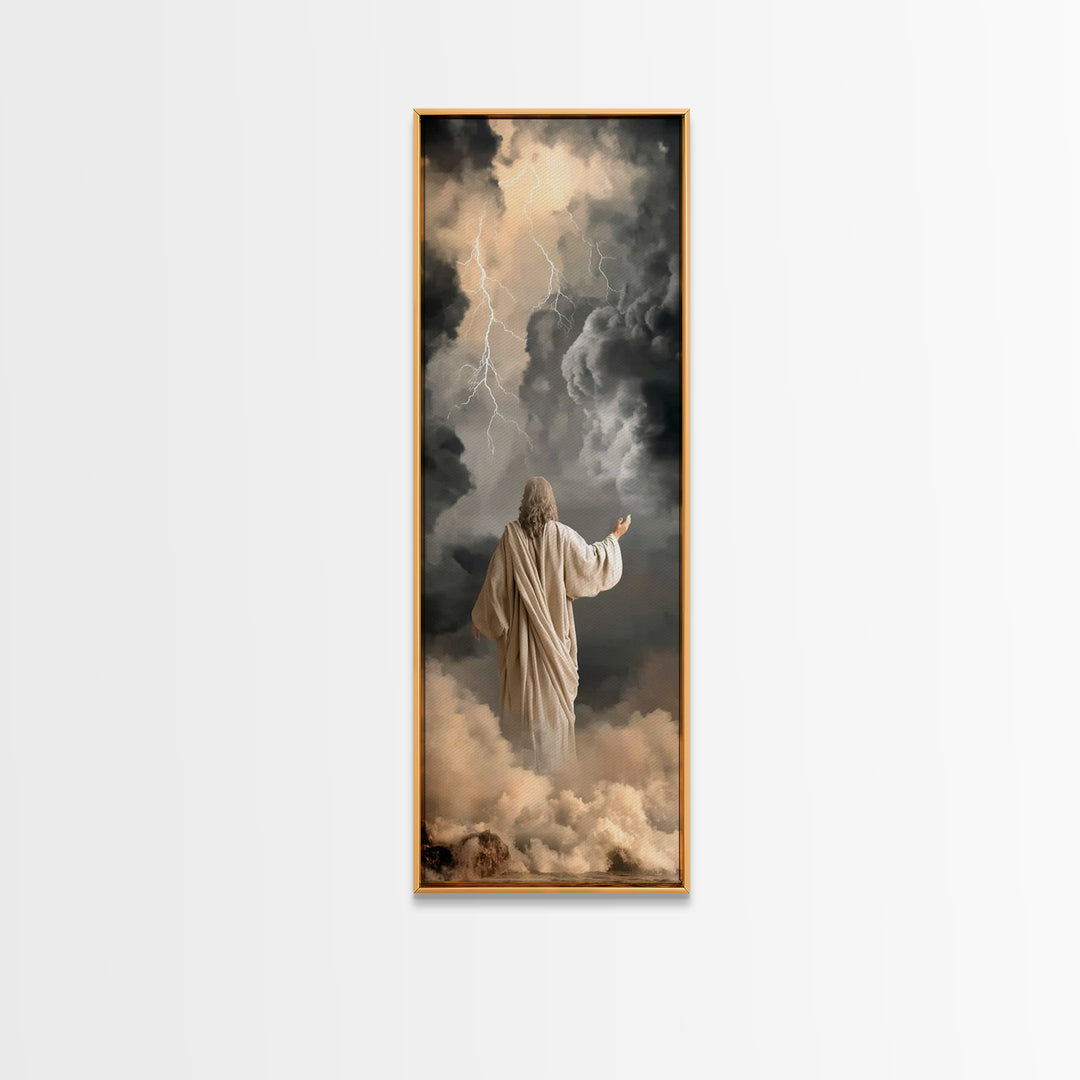 Storms Of Covenant – Framed Canvas Print – Christian Wall Art – Jesus Painting – Narrow Art – Christian Art Canvas – Christian Decor