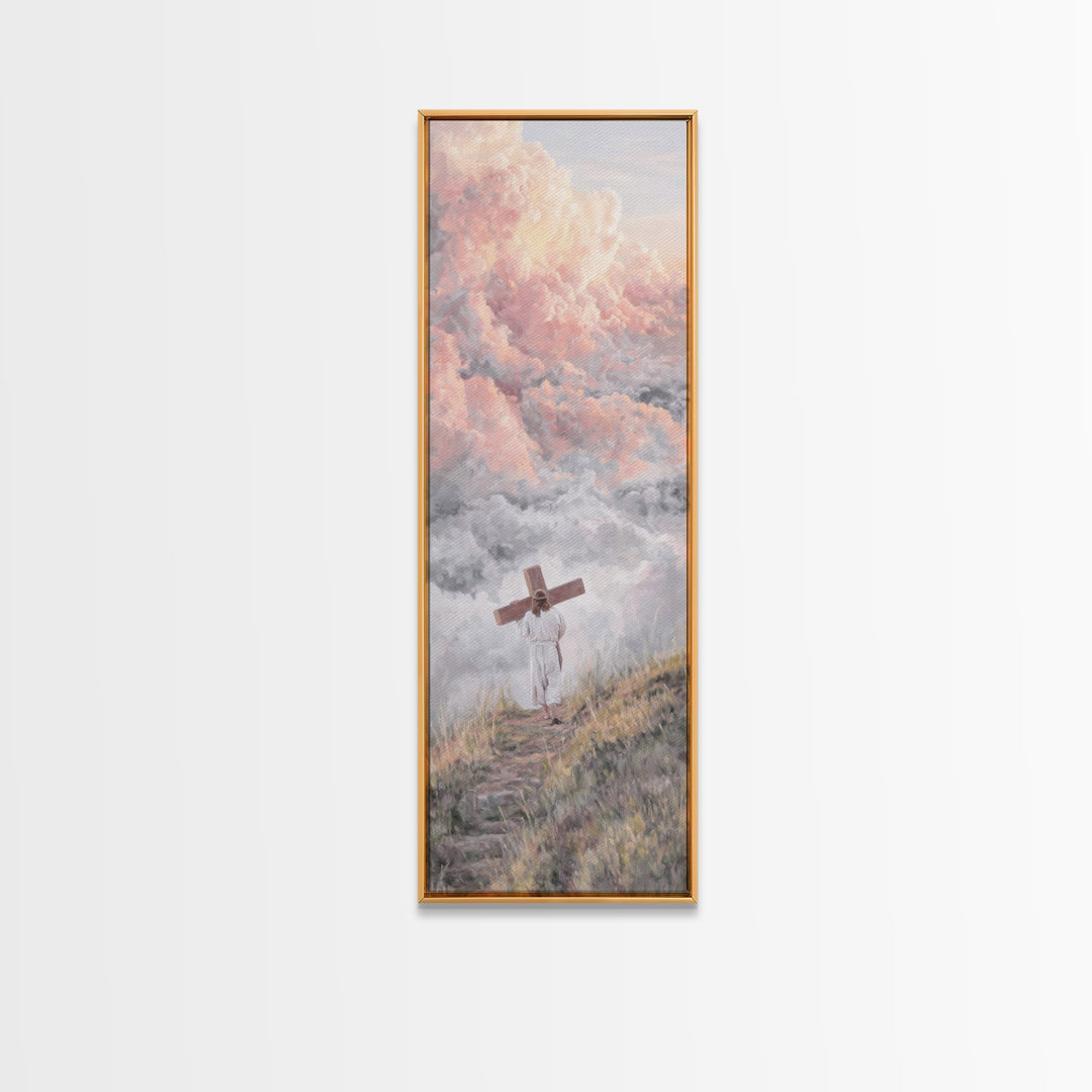Gentle Embrace – Framed Canvas Print – Christian Wall Art – Jesus Painting Canvas – Skinny Art – Christian Art Print – Christian Christmas