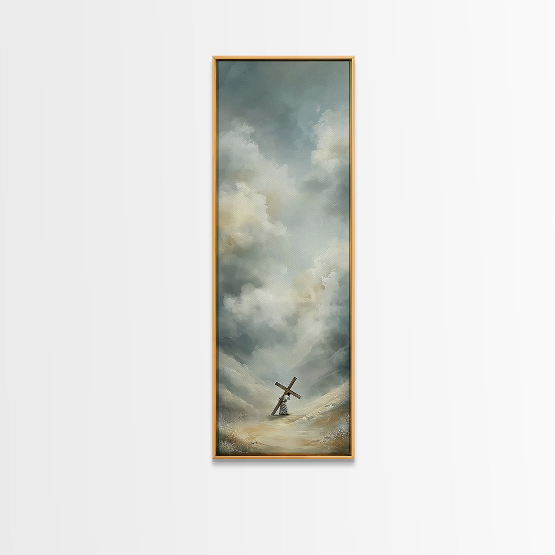 Comforting Light, Framed Canvas Print, Christian Wall Art, Modern Christian Art, Narrow Art, Jesus Painting Canvas, Christian Decorations