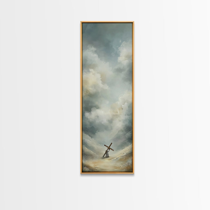 Comforting Light, Framed Canvas Print, Christian Wall Art, Modern Christian Art, Narrow Art, Jesus Painting Canvas, Christian Decorations