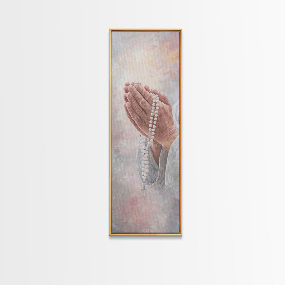 Prayerful Light – Framed Canvas Print – Christian Art – Christian Art Canvas – Skinny Art – Christian Wall Art – Christian Gift Ideas – Chr