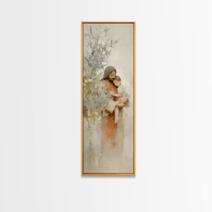 Olive Tree Promise | Framed Canvas Print | Christian Art Canvas | Jesus Painting | Modern Christian Art | Skinny Art | Christian Wall Art |