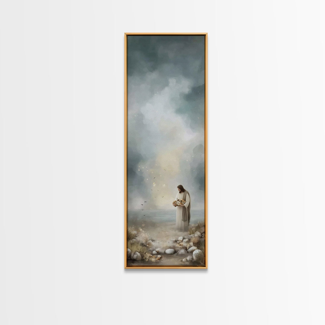 Bread Of Hope | Framed Canvas Print | Christian Wall Art | Jesus Painting | Christian Art Canvas | Modern Christian Art | Narrow Art | Chri