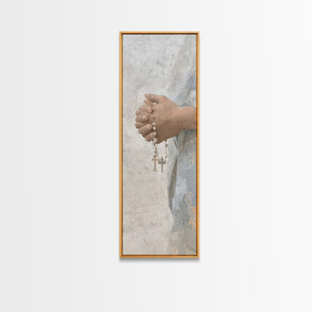 Sacred Rosary Hope – Framed Canvas Print – Christian Art Canvas – Christian Art – Christian Wall Art – Tall Skinny Art Print – Christian Ch