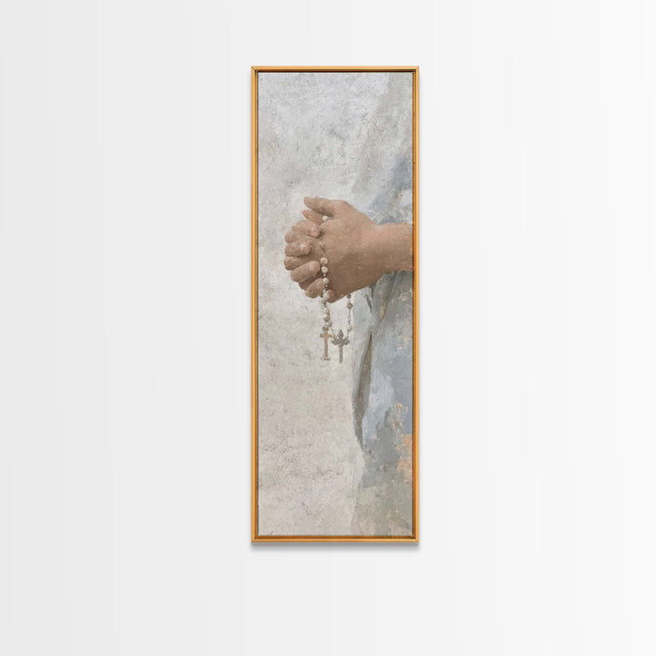 Sacred Rosary Hope – Framed Canvas Print – Christian Art Canvas – Christian Art – Christian Wall Art – Tall Skinny Art Print – Christian Ch
