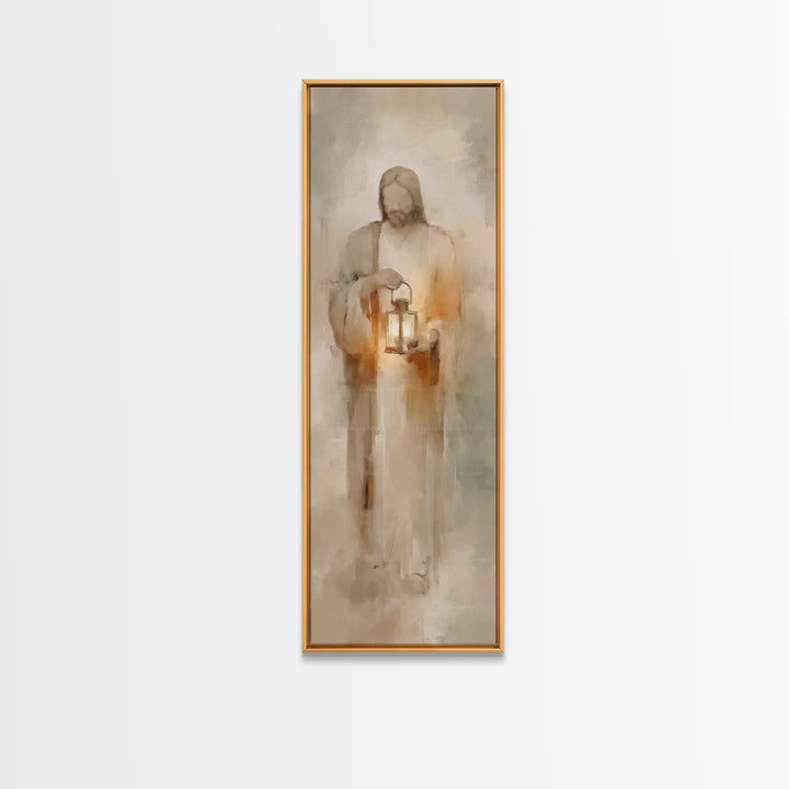Lantern Of Hope – Framed Canvas Print – Christian Wall Art – Jesus Painting – Christian Art Canvas – Tall Narrow Wall Art – Christmas Art