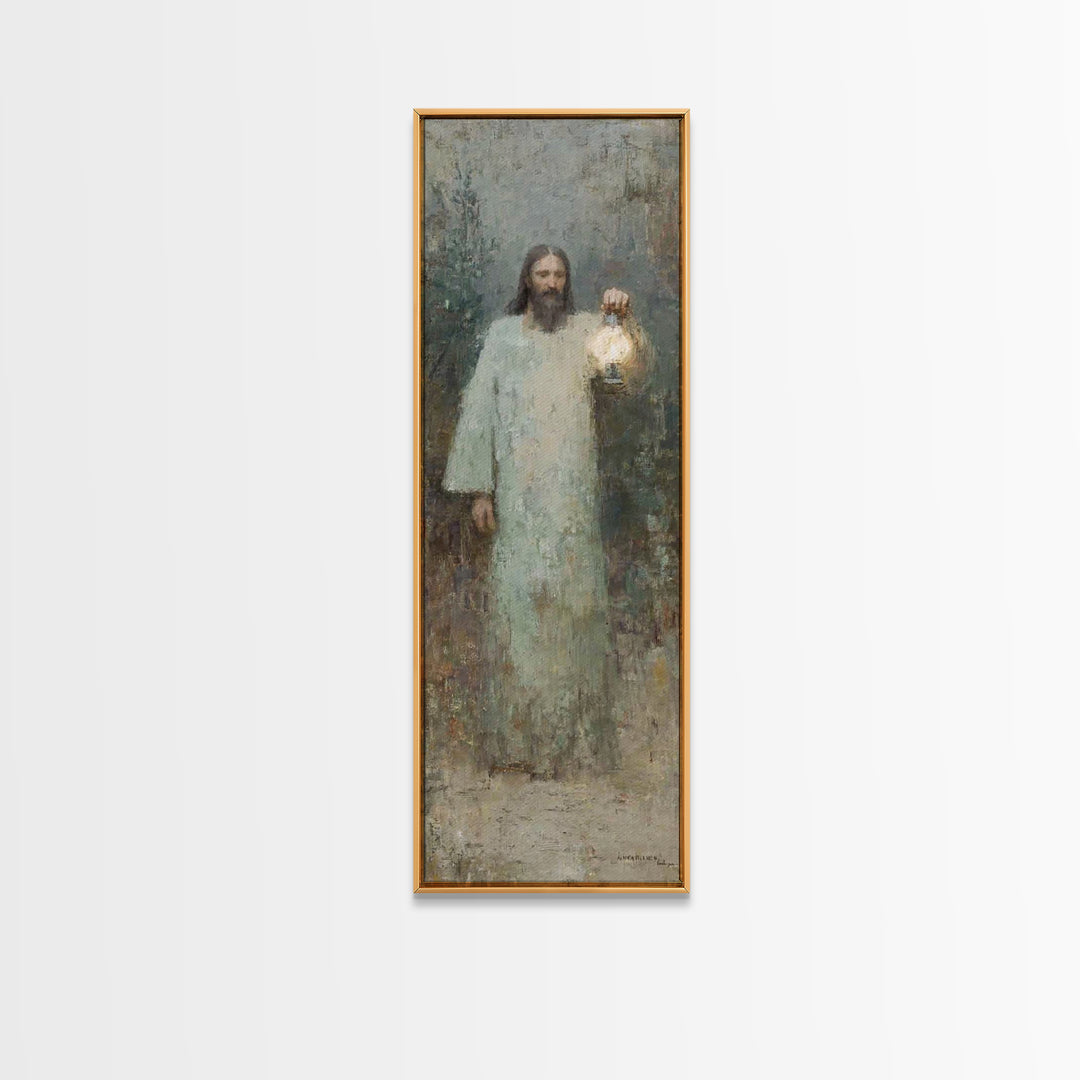 Gentle Shepherd – Framed Canvas Print – Christian Art Print – Jesus Painting – Christian Wall Art – Skinny Art – Christmas Wall Art