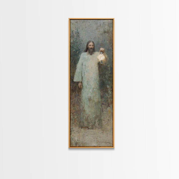 Gentle Shepherd – Framed Canvas Print – Christian Art Print – Jesus Painting – Christian Wall Art – Skinny Art – Christmas Wall Art