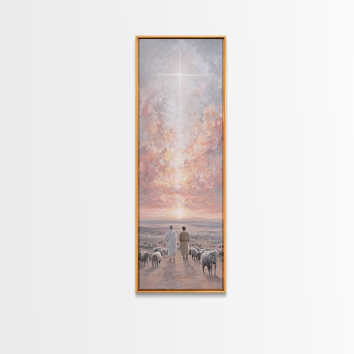 Dawn Of Promise – Framed Canvas Print – Christian Wall Art – Tall Skinny Art Print – Christian Art Canvas – Christmas Art