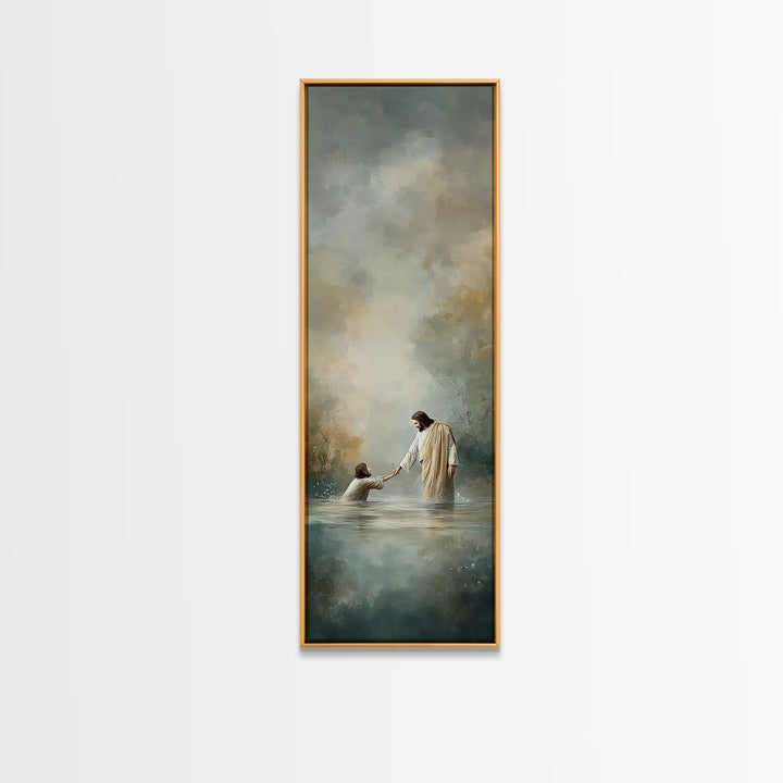 Garden Of Prayer – Framed Canvas Print – Christian Wall Art – Christian Art Canvas – Tall Skinny Art Print – Jesus Painting