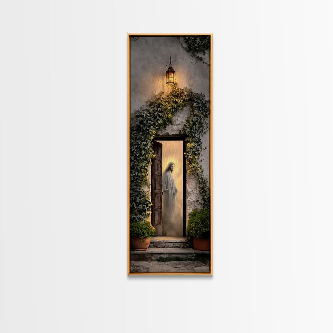 Autumn Gate Promise – Framed Canvas Print – Christian Wall Art – Jesus Painting – Tall Skinny Art Print – Christian Art Canvas