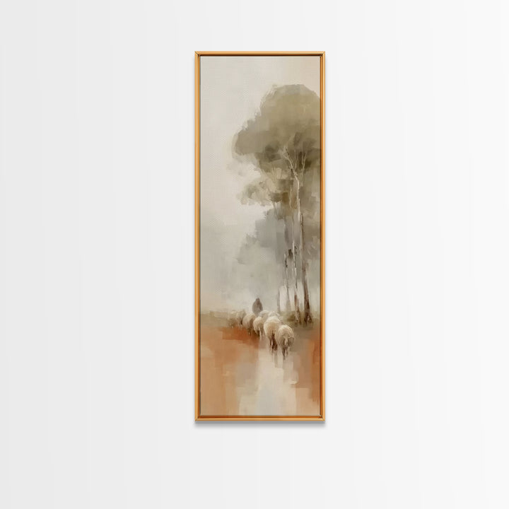 Soft Horizon Flock – Framed Canvas Print – Tall Narrow Wall Art – Christian Art Canvas – Jesus Painting – Christmas Wall Art