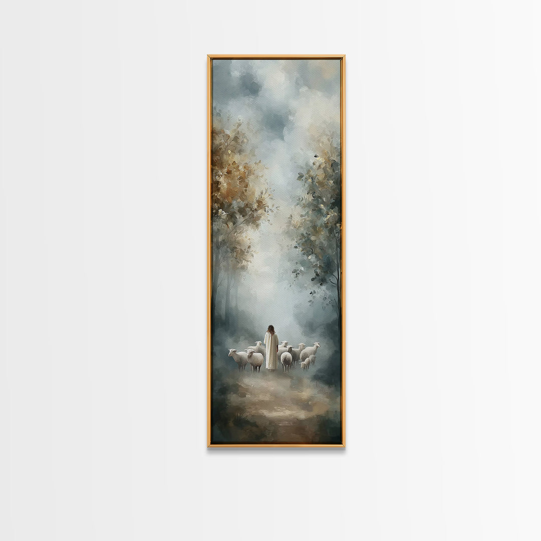 Heavenly Forest Path – Framed Canvas Print – Skinny Art – Christian Art – Jesus Painting – Christian Christmas Artwork