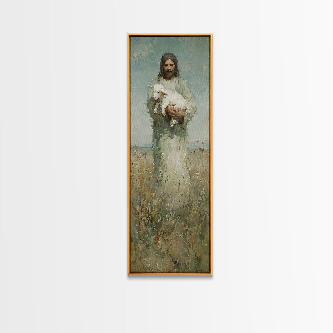 Lamb Of Peace – Framed Canvas Print – Christian Art Canvas – Christian Wall Art – Skinny Art – Jesus Painting – Christian Christmas Art