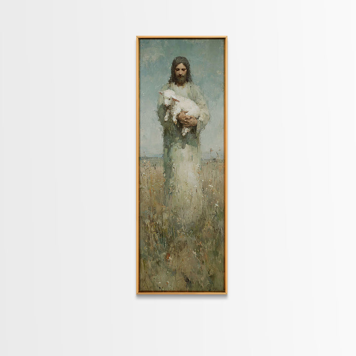 Lamb Of Peace – Framed Canvas Print – Christian Art Canvas – Christian Wall Art – Skinny Art – Jesus Painting – Christian Christmas Art