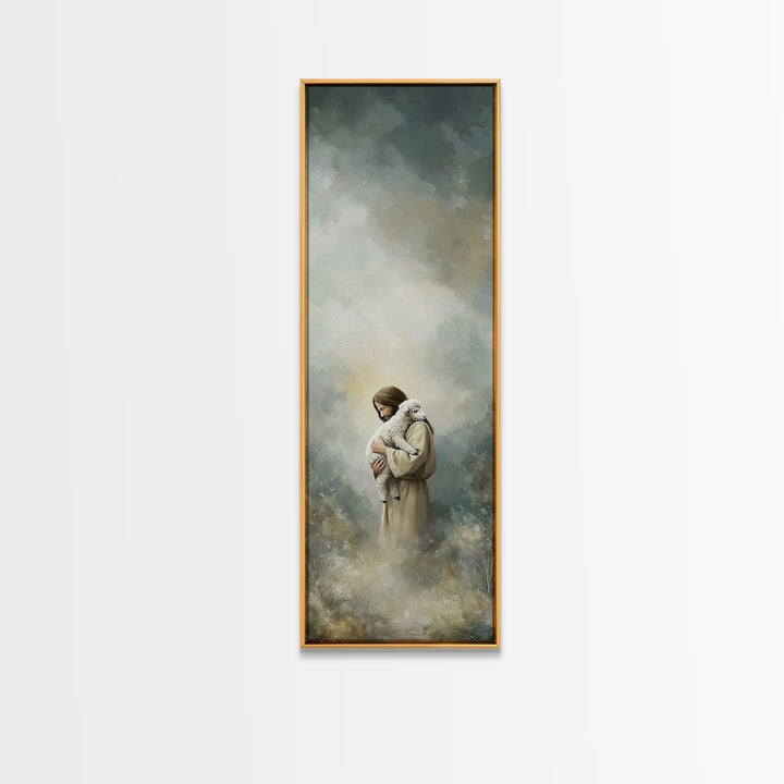 Quiet Meadow Savior – Framed Canvas Print – Christian Wall Art – Christian Art Canvas – Tall Narrow Wall Art – Jesus Painting – Christmas A