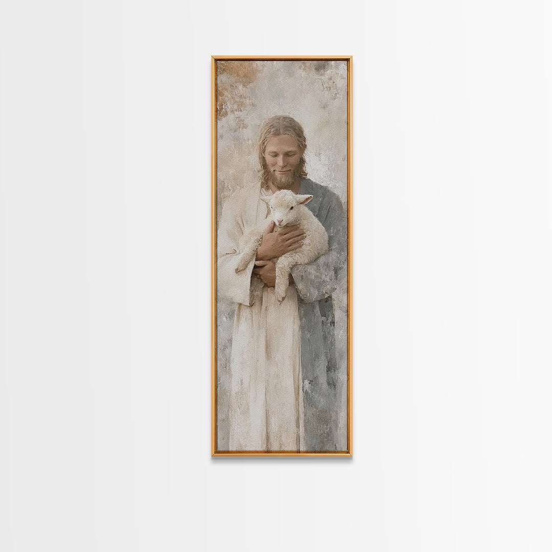 Solace In Stillness – Framed Canvas Print – Jesus Painting – Christian Art Canvas – Narrow Art – Christian Wall Art – Christmas Art