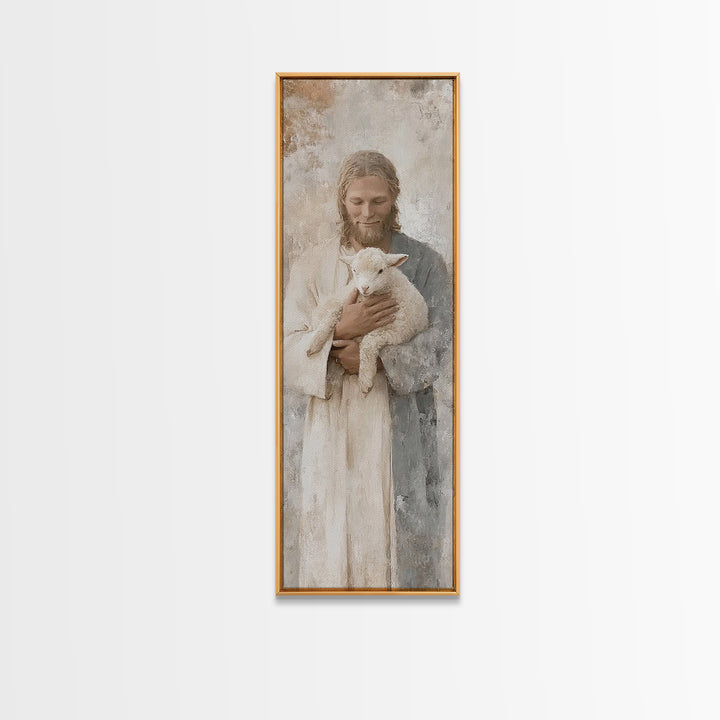 Solace In Stillness – Framed Canvas Print – Jesus Painting – Christian Art Canvas – Narrow Art – Christian Wall Art – Christmas Art