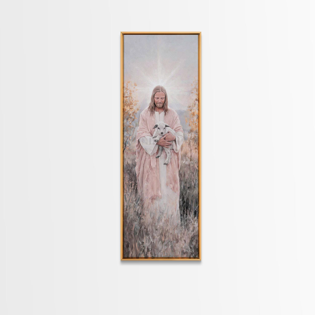 Redeeming Light – Framed Canvas Print – Christian Wall Art – Christian Painting – Tall Skinny Art Print – Jesus Painting – Christian Christ