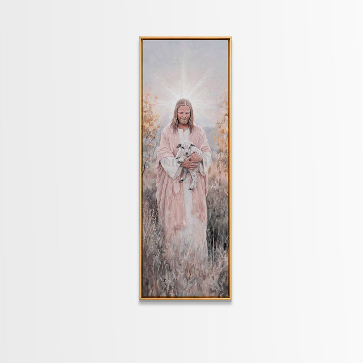 Redeeming Light – Framed Canvas Print – Christian Wall Art – Christian Painting – Tall Skinny Art Print – Jesus Painting – Christian Christ