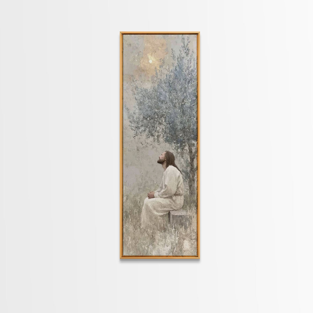 Heavenward Prayer – Framed Canvas Print – Christian Wall Art – Christian Art Canvas – Jesus Painting – Tall Narrow Wall Art – Christian Art
