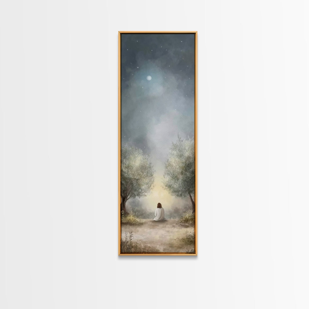 Night Of Mercy – Framed Canvas Print – Christian Art Canvas – Jesus Painting – Tall Narrow Wall Art – Christian Wall Art – Christian Art