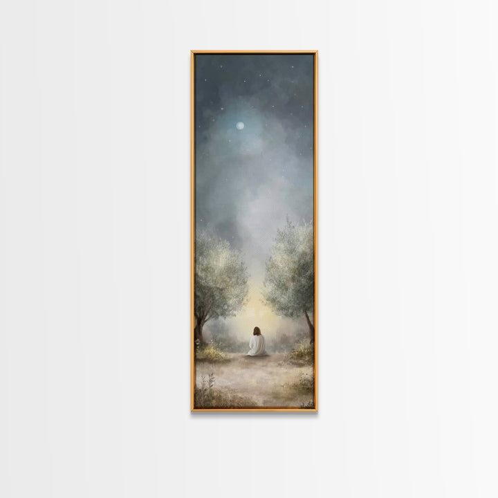 Night Of Mercy – Framed Canvas Print – Christian Art Canvas – Jesus Painting – Tall Narrow Wall Art – Christian Wall Art – Christian Art