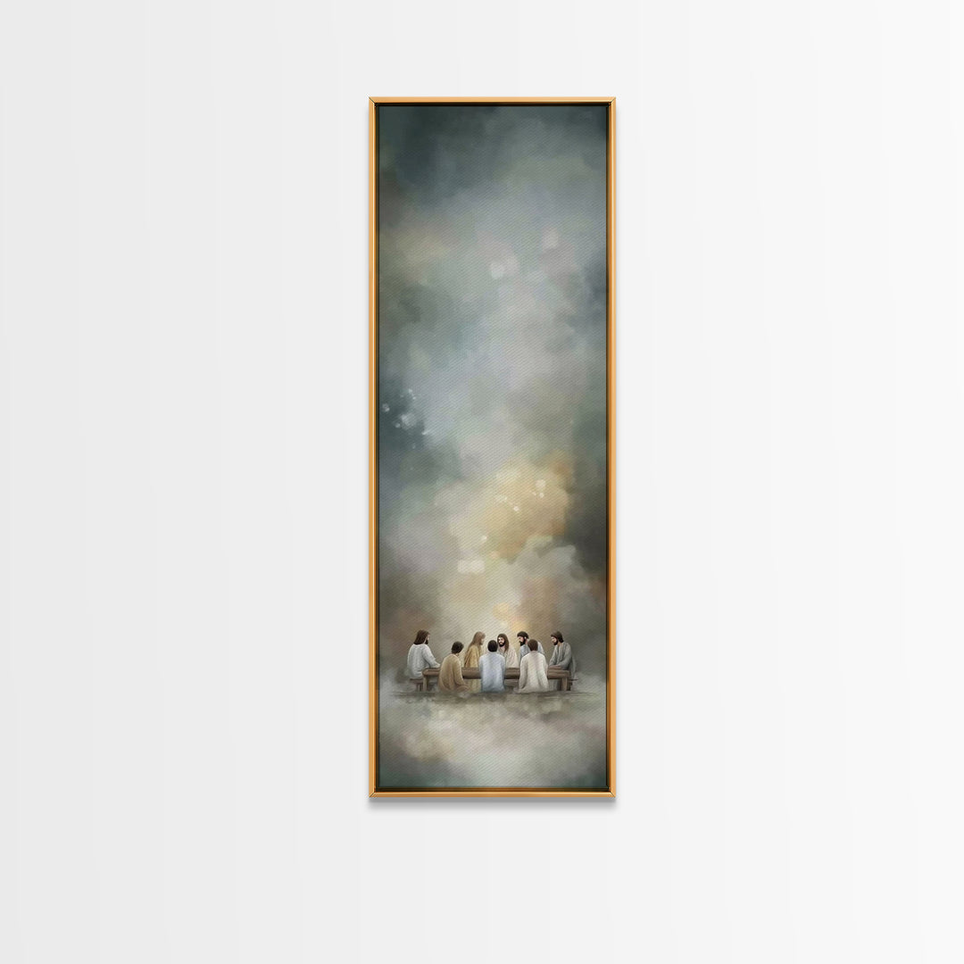 Sacred Cloud Gathering - Framed Canvas Print - Tall Skinny Art Print - Christian Art - Jesus Painting - Christian Wall Art - Christian Deco