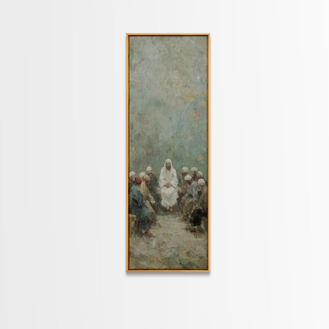 Quiet Teaching Circle - Framed Canvas Print - Skinny Art - Christian Wall Art - Jesus Painting - Christian Art - Christian Art Canvas