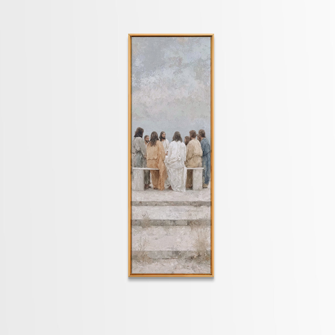 Still Mountain Council - Framed Canvas Print - Narrow Art - Christian Art Canvas - Christian Wall Art - Jesus Painting - Christian Decor