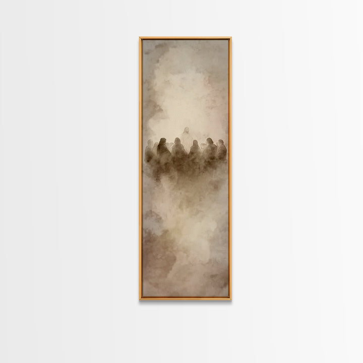 Gentle Mist Communion - Framed Canvas Print - Tall Narrow Wall Art - Christian Art - Christian Art Canvas - Christian Wall Art - Jesus Pain